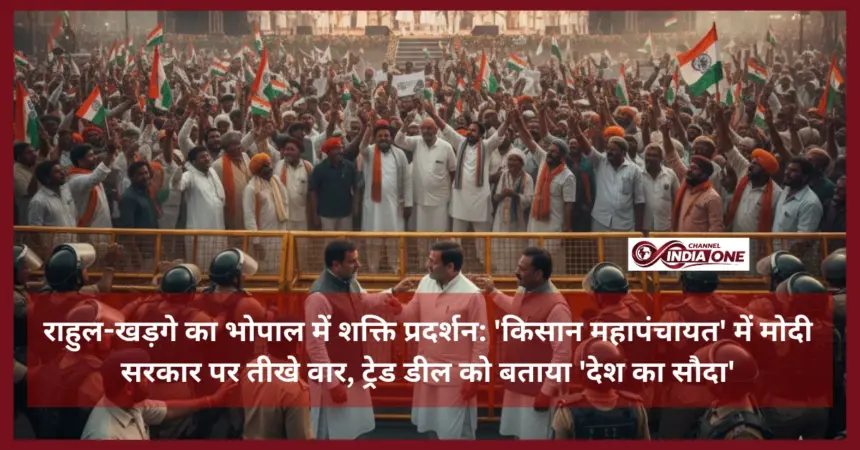 Rahul Gandhi and Kharge in Bhopal